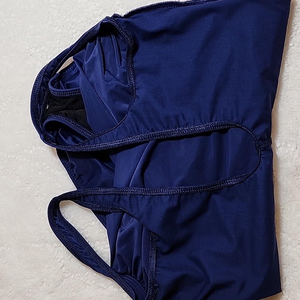 Miraclesuit CoastalSanibel OnePiece Swimsuit Sz 14DBlue Ruched Faux Wrap Slimmin - Picture 14 of 16